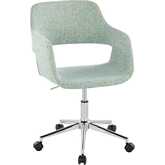 Margarite Office Task Chair in Chrome & Light Green Fabric